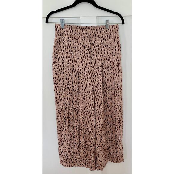 Anthropologie Isobel Crop Pants in Pink Small Printed Pleated Wide Leg Summer - Picture 1 of 5